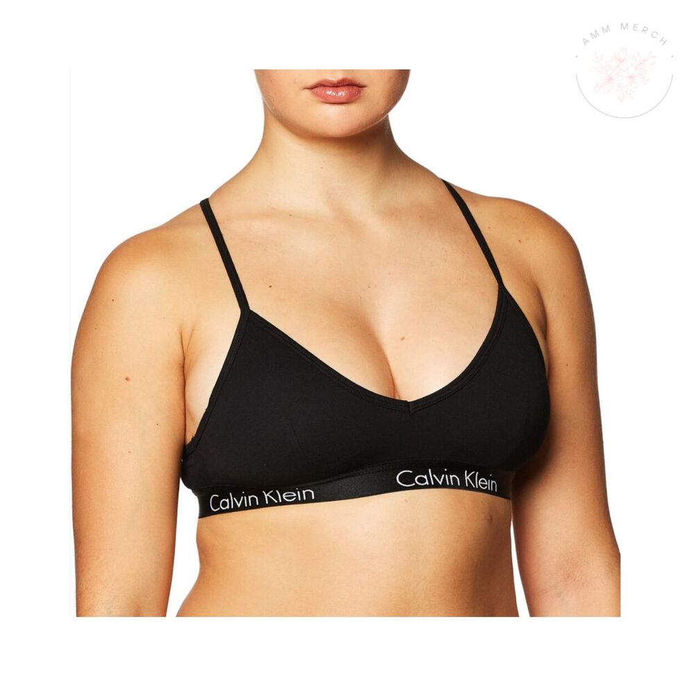 Calvin Klein Motive Triangle Bralette Black QP16680-001 Small NWT